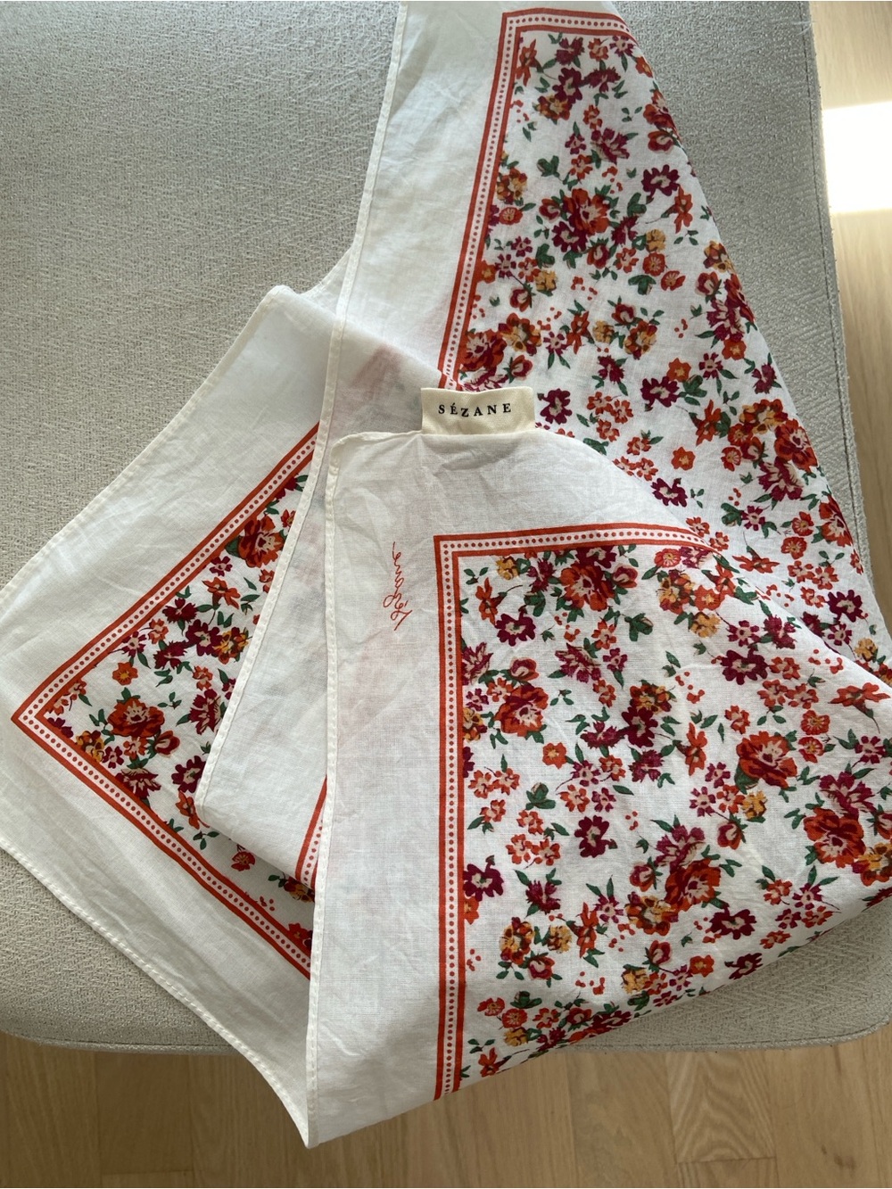 Sezane Gaston Scarf Red Floral Print